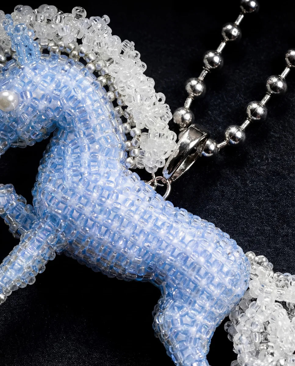 BLUE HORSE BEAD NECKLACE