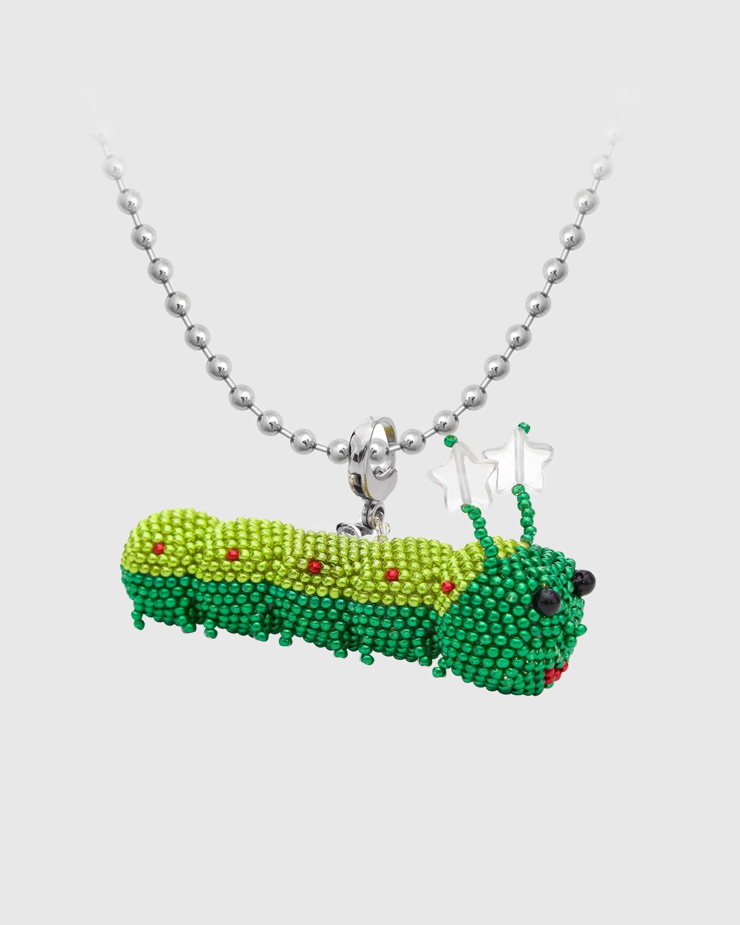 GREEN CATERPILLAR BEADED NECKLACE
