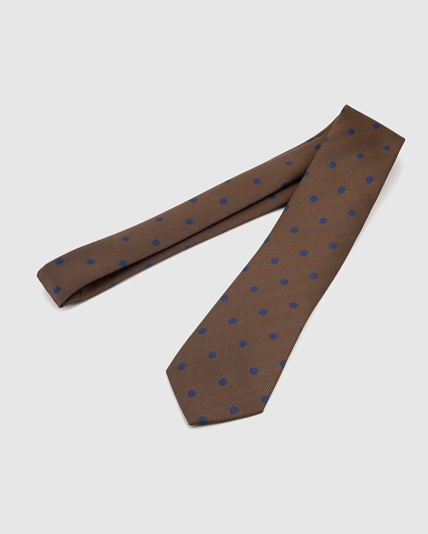 COBALT DOT HERRINGBONE TIE