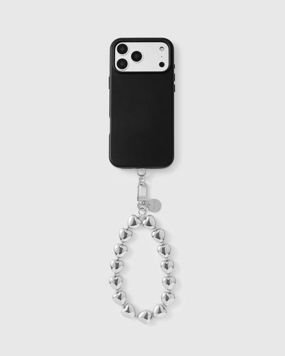 SILVER HEART PHONE STRAP