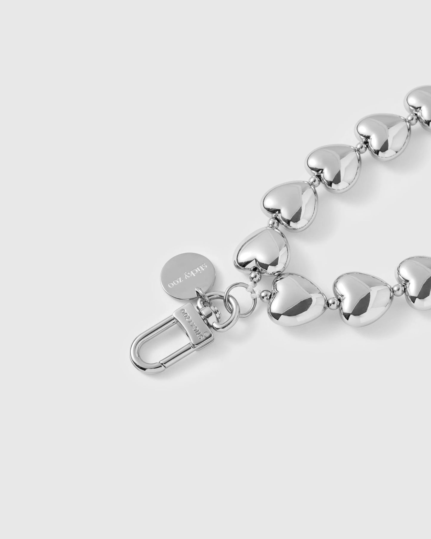 SILVER HEART PHONE STRAP