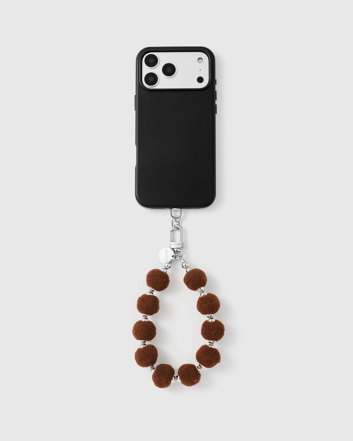 BROWN POM PHONE STRAP