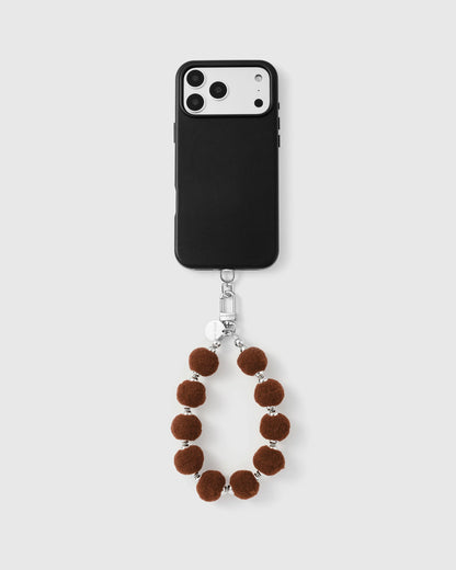 BROWN POM PHONE STRAP