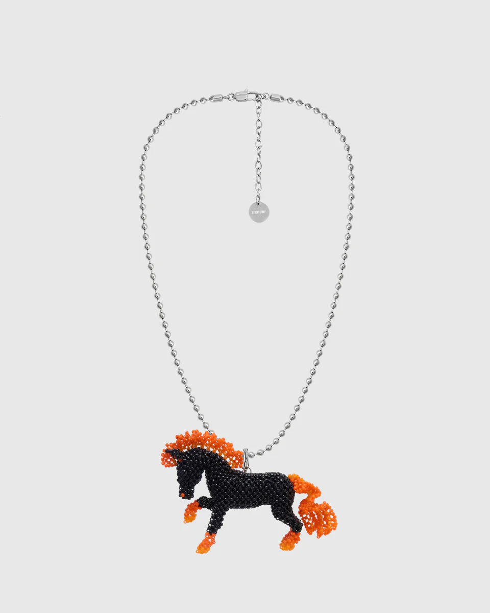 BLACK HORSE BEAD NECKLACE