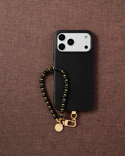 BLACK BEAD PHONE STRAP