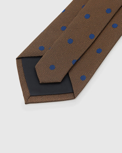 COBALT DOT HERRINGBONE TIE