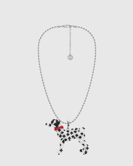 DALMATIAN - SPOTTED DOG BEAD NECKLACE