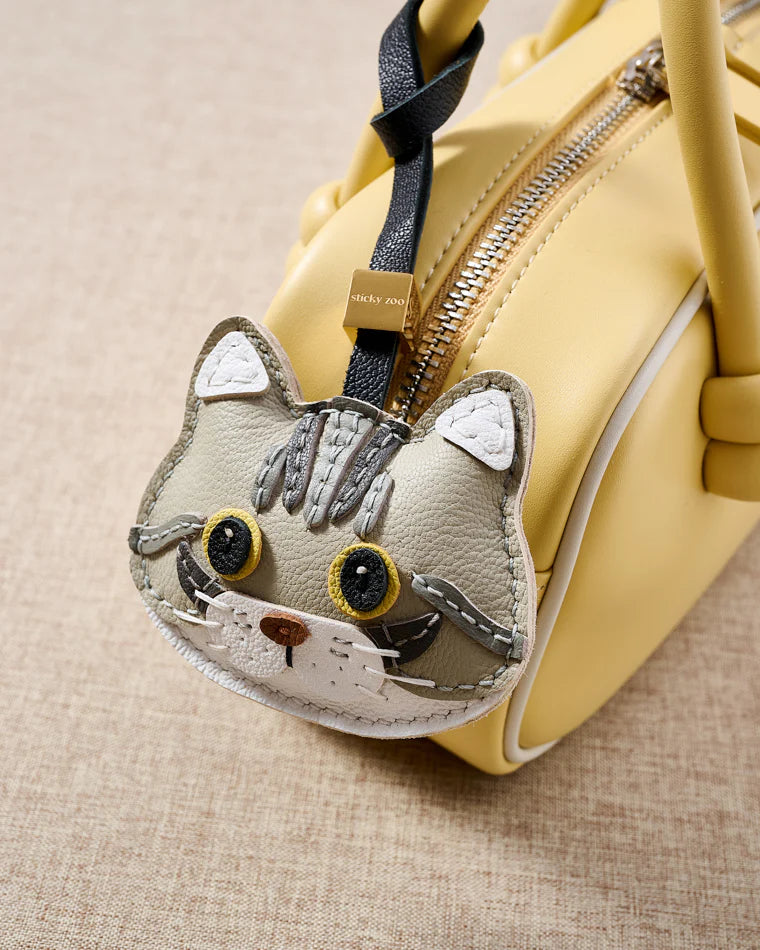 AMERICAN SHORTHAIR CAT CHARM – SILVER TABBY EDITION