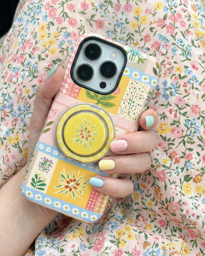 PATCHWORK FLORAL PLATE PHONE CASE