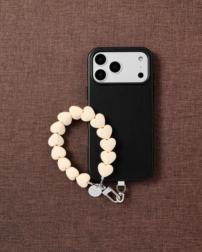 CREAM HEART PHONE STRAP