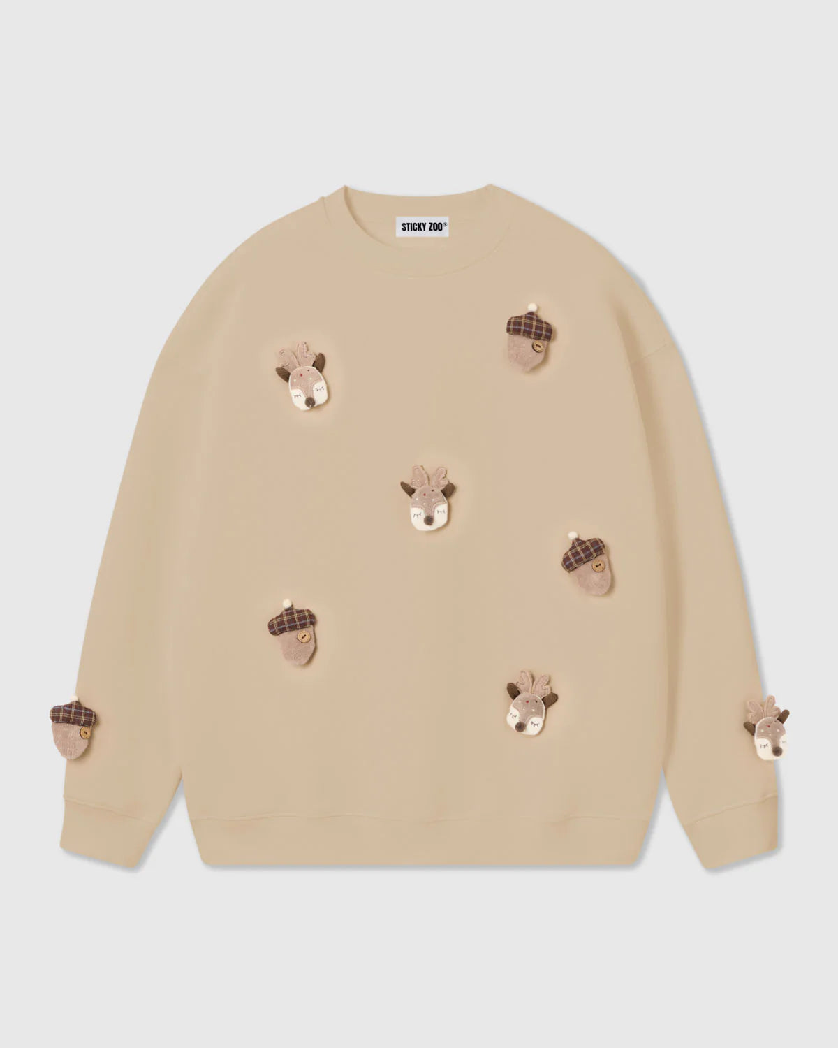 REINDEER & ACORN PLUSH SWEATSHIRT
