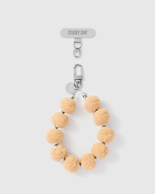 BEIGE POM PHONE STRAP