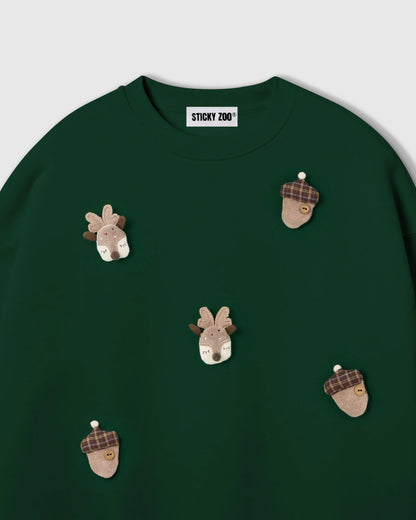 REINDEER & ACORN PLUSH SWEATSHIRT