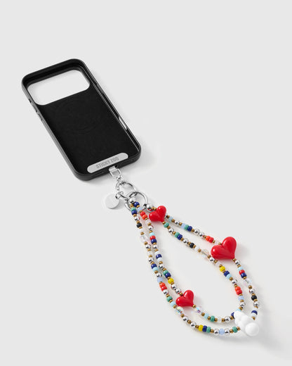 TRIPLE HEART MULTI STRAND PHONE STRAP
