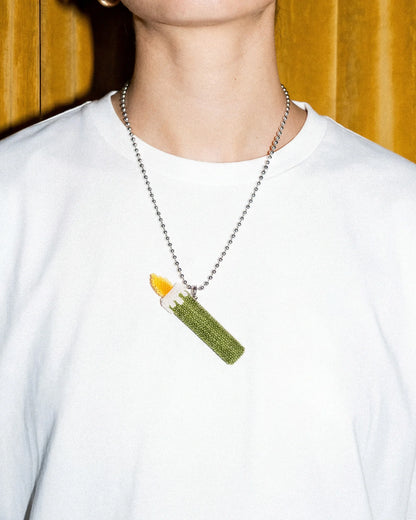 GREEN CANDLE BEAD NECKLACE