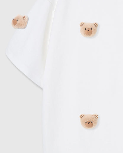 KHAKI TEDDY CHECK-EAR CHARM T-SHIRT