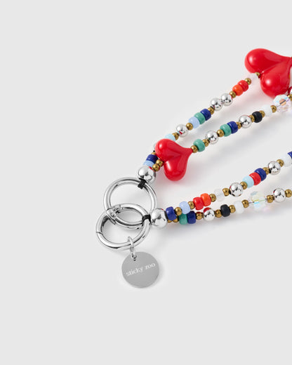 TRIPLE HEART MULTI STRAND PHONE STRAP