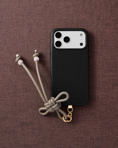 TAUPE BOW PHONE STRAP