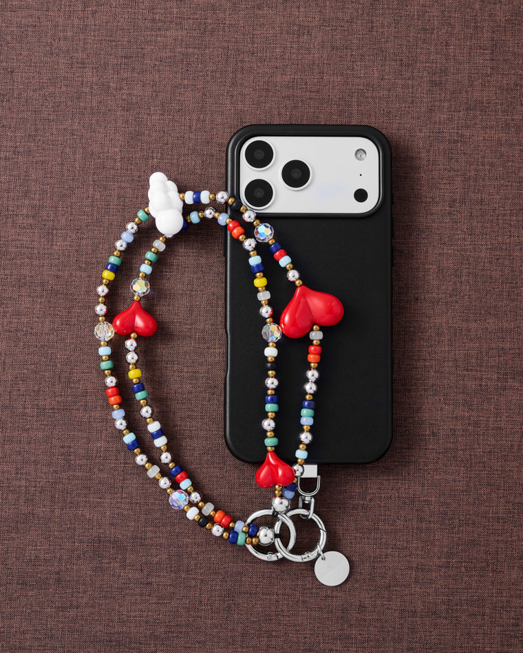 TRIPLE HEART MULTI STRAND PHONE STRAP