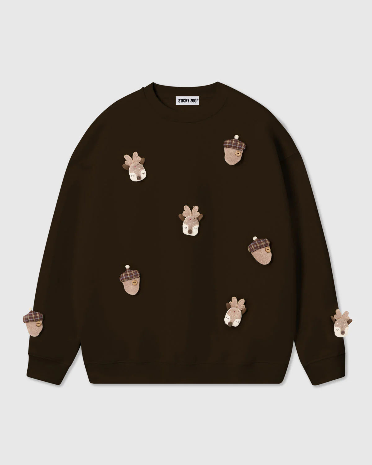 REINDEER & ACORN PLUSH SWEATSHIRT