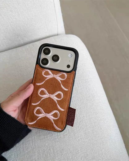 TRIPLE BOW CORDUROY WALLET PHONE CASE