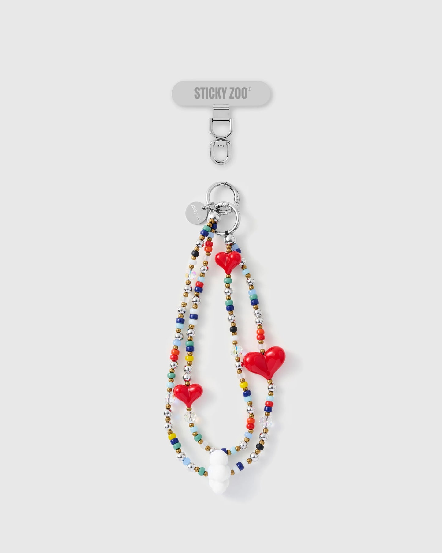 TRIPLE HEART MULTI STRAND PHONE STRAP
