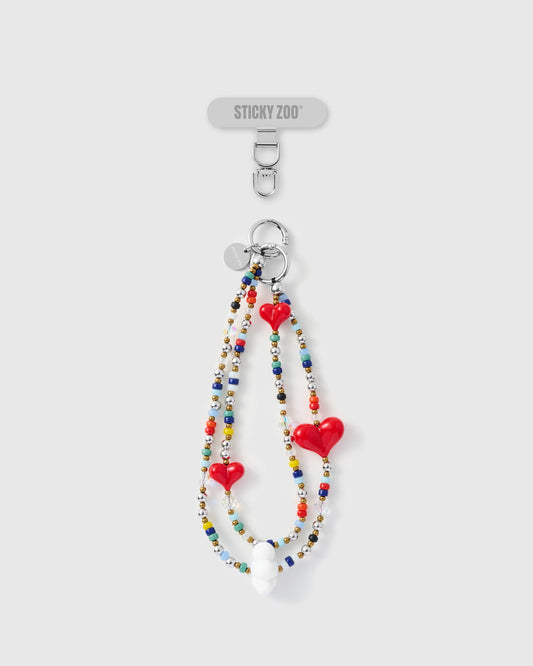 TRIPLE HEART MULTI STRAND PHONE STRAP