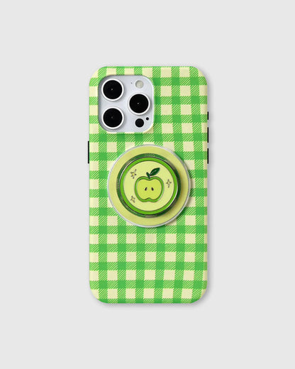 GREEN APPLE GINGHAM PHONE CASE