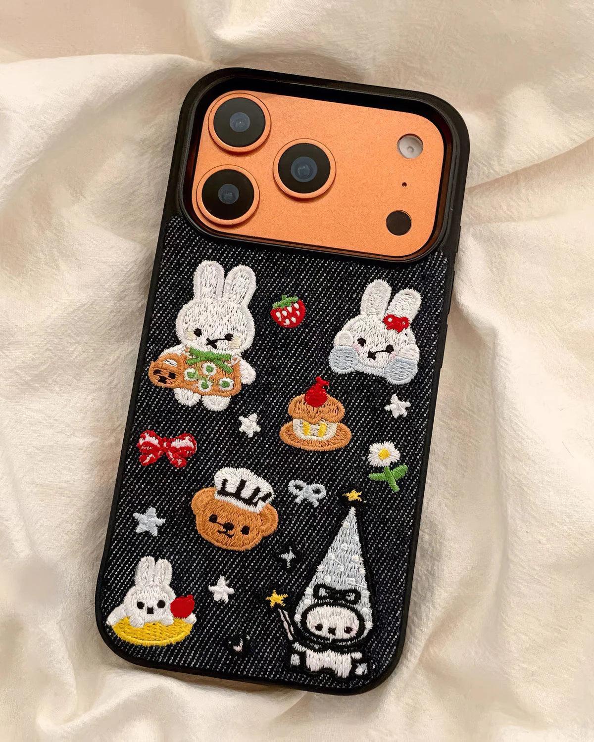 DENIM BUNNY PATCH PHONE CASE