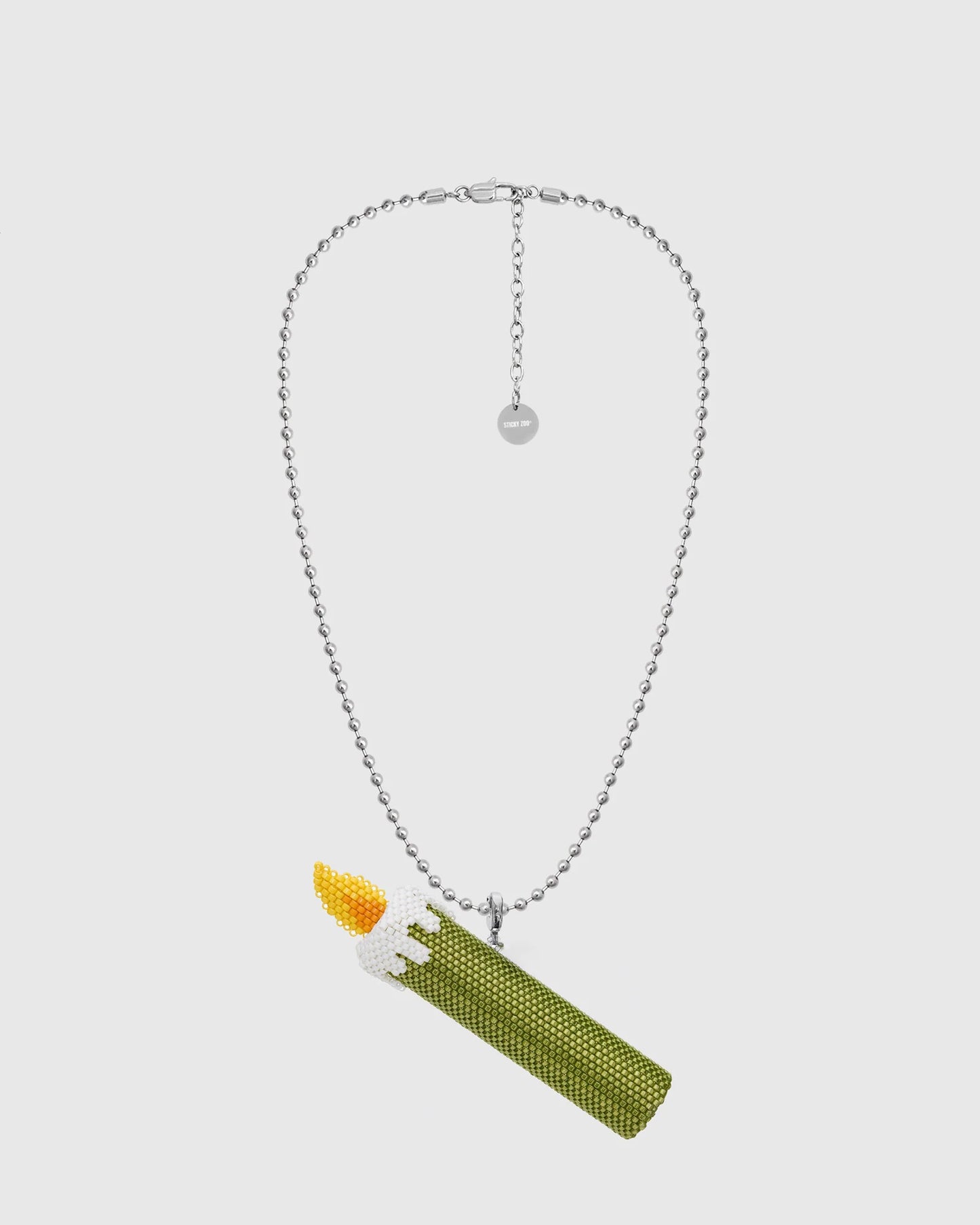 GREEN CANDLE BEAD NECKLACE