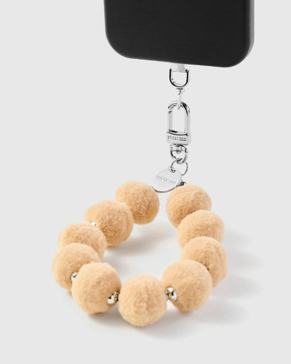 BEIGE POM PHONE STRAP