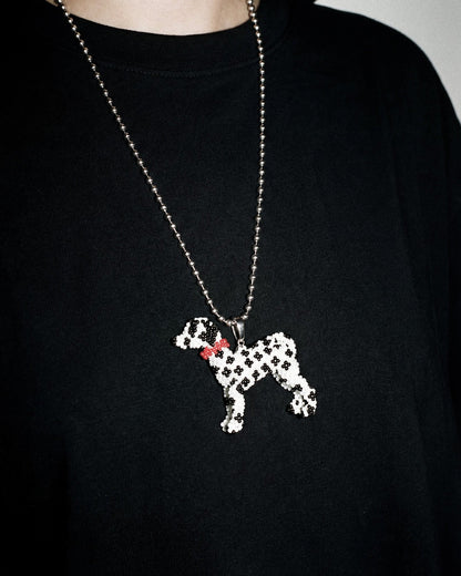 DALMATIAN - SPOTTED DOG BEAD NECKLACE