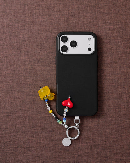TANGERINE DUCK HEART PHONE STRAP
