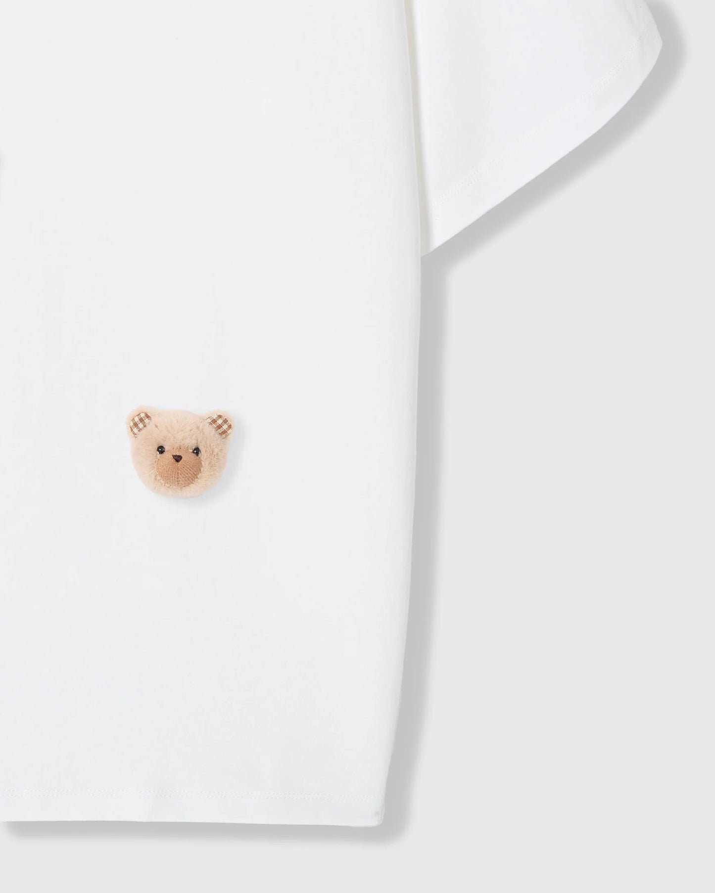 KHAKI TEDDY CHECK-EAR CHARM T-SHIRT