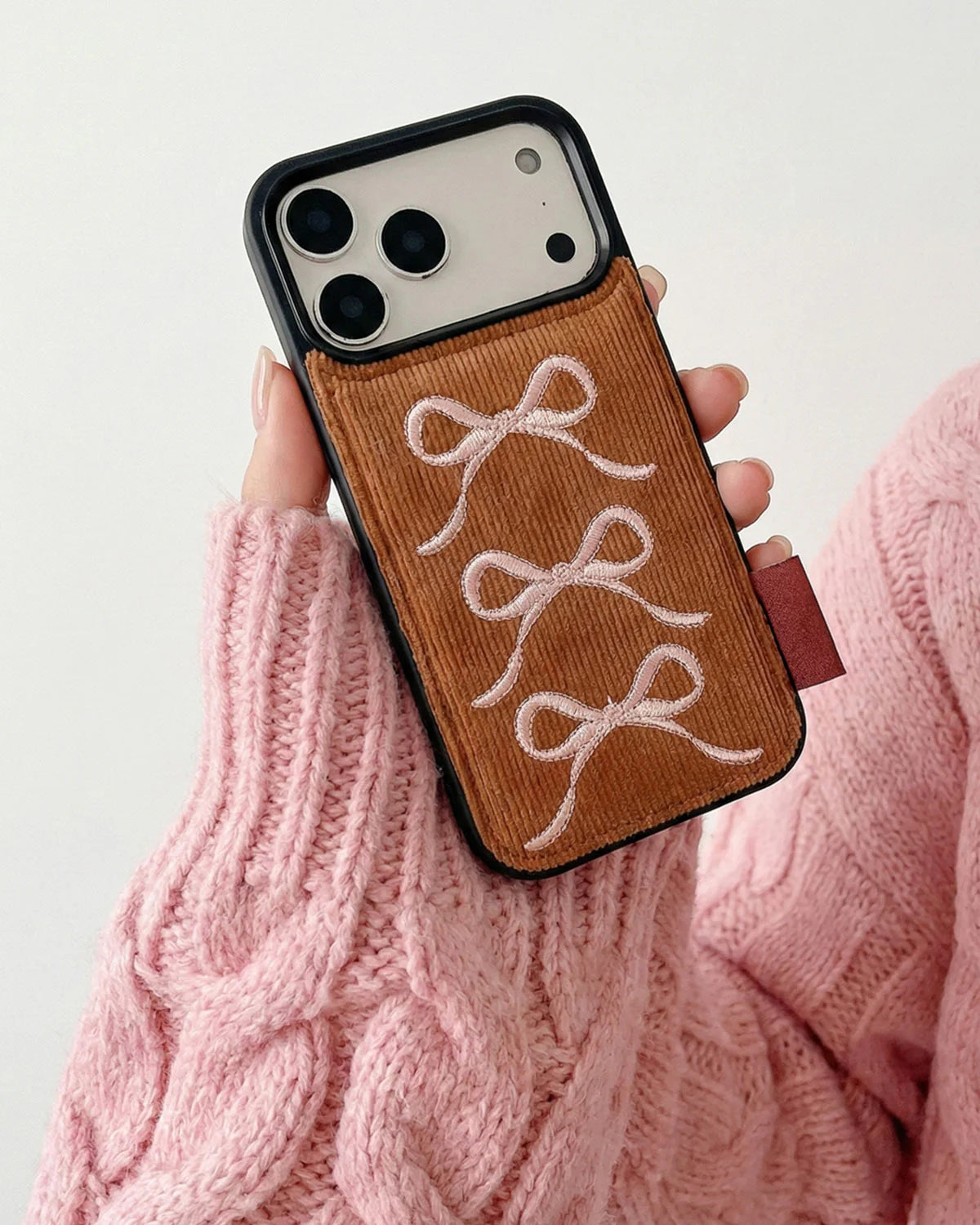 TRIPLE BOW CORDUROY WALLET PHONE CASE
