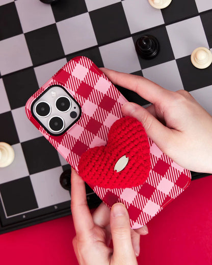 Red Heart Gingham Phone Case