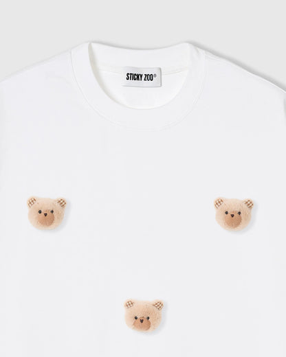KHAKI TEDDY CHECK-EAR CHARM T-SHIRT