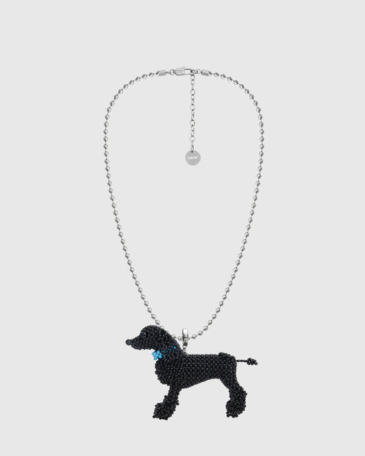 BLACK POODLE BEAD NECKLACE
