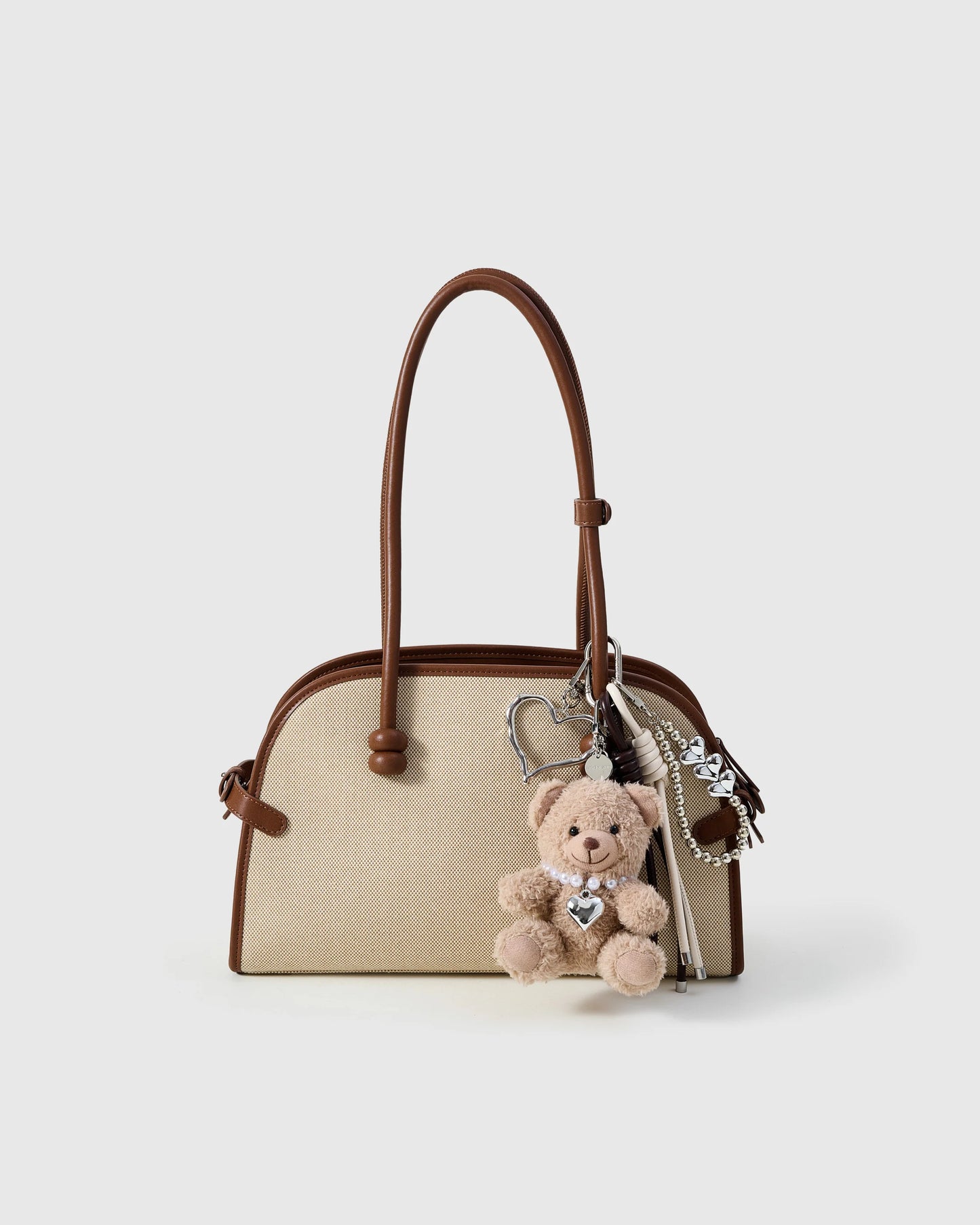 TEDDY BEAR PEARL HEART STACK CHARM