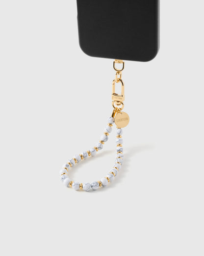 WHITE MARBLE ORBIT PHONE STRAP