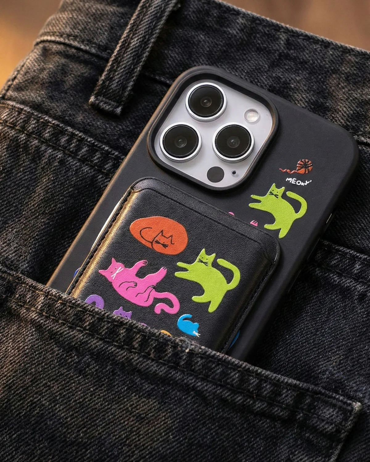 COLORFUL CATS WALLET PHONE CASE