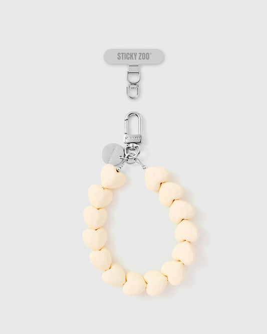 CREAM HEART PHONE STRAP