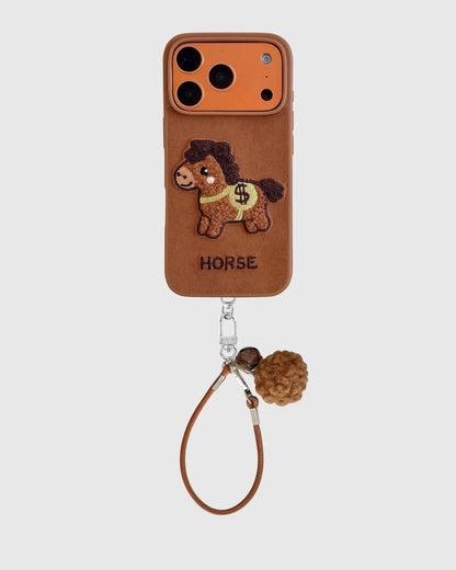 COZY HORSE STRAP PHONE CASE