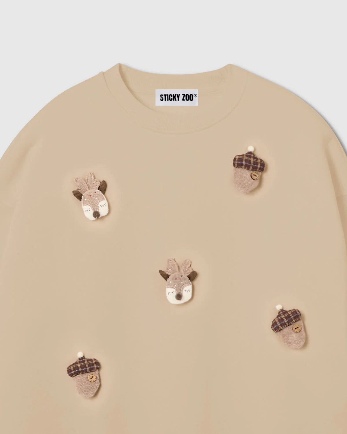 REINDEER & ACORN PLUSH SWEATSHIRT