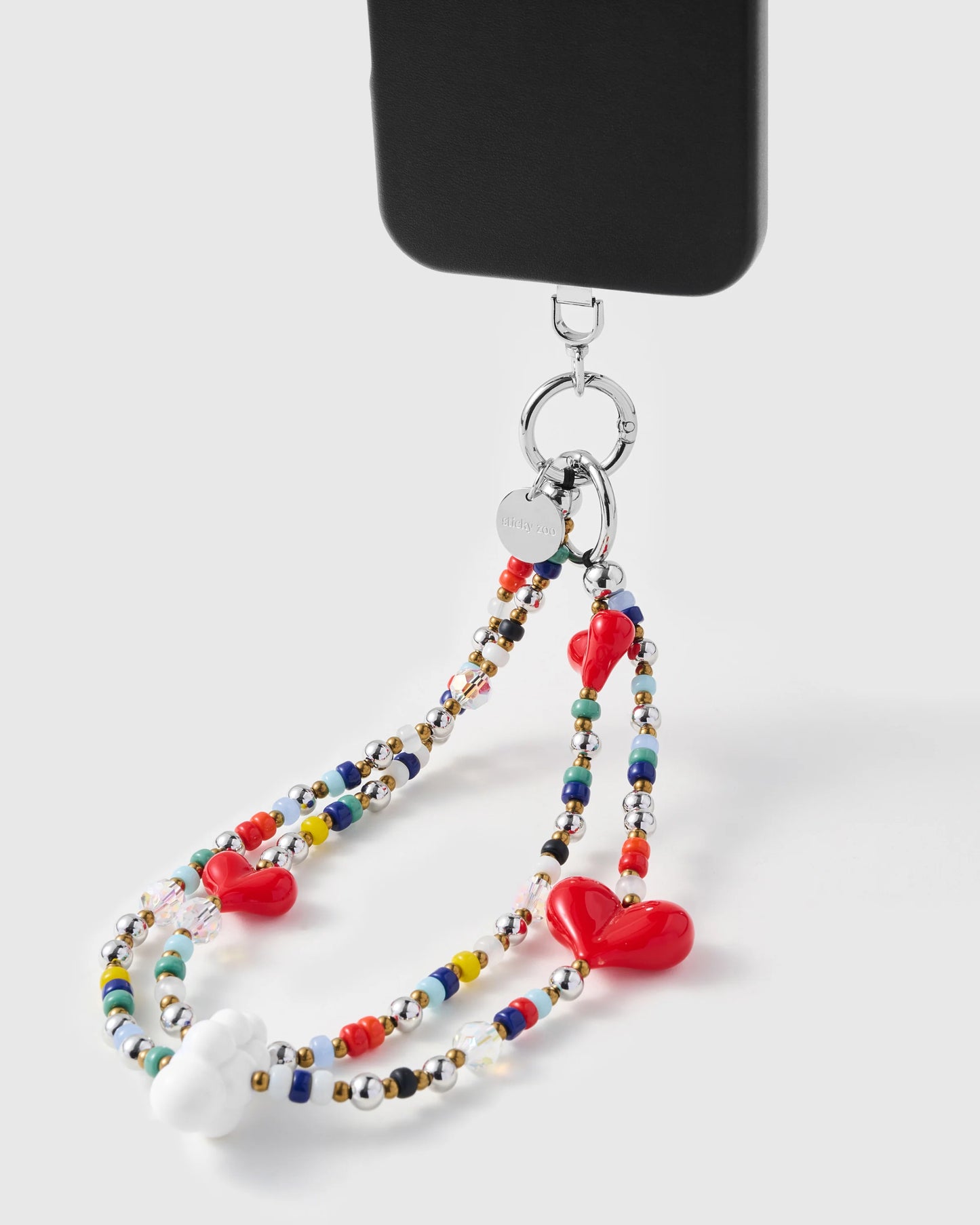 TRIPLE HEART MULTI STRAND PHONE STRAP