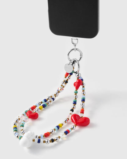 TRIPLE HEART MULTI STRAND PHONE STRAP