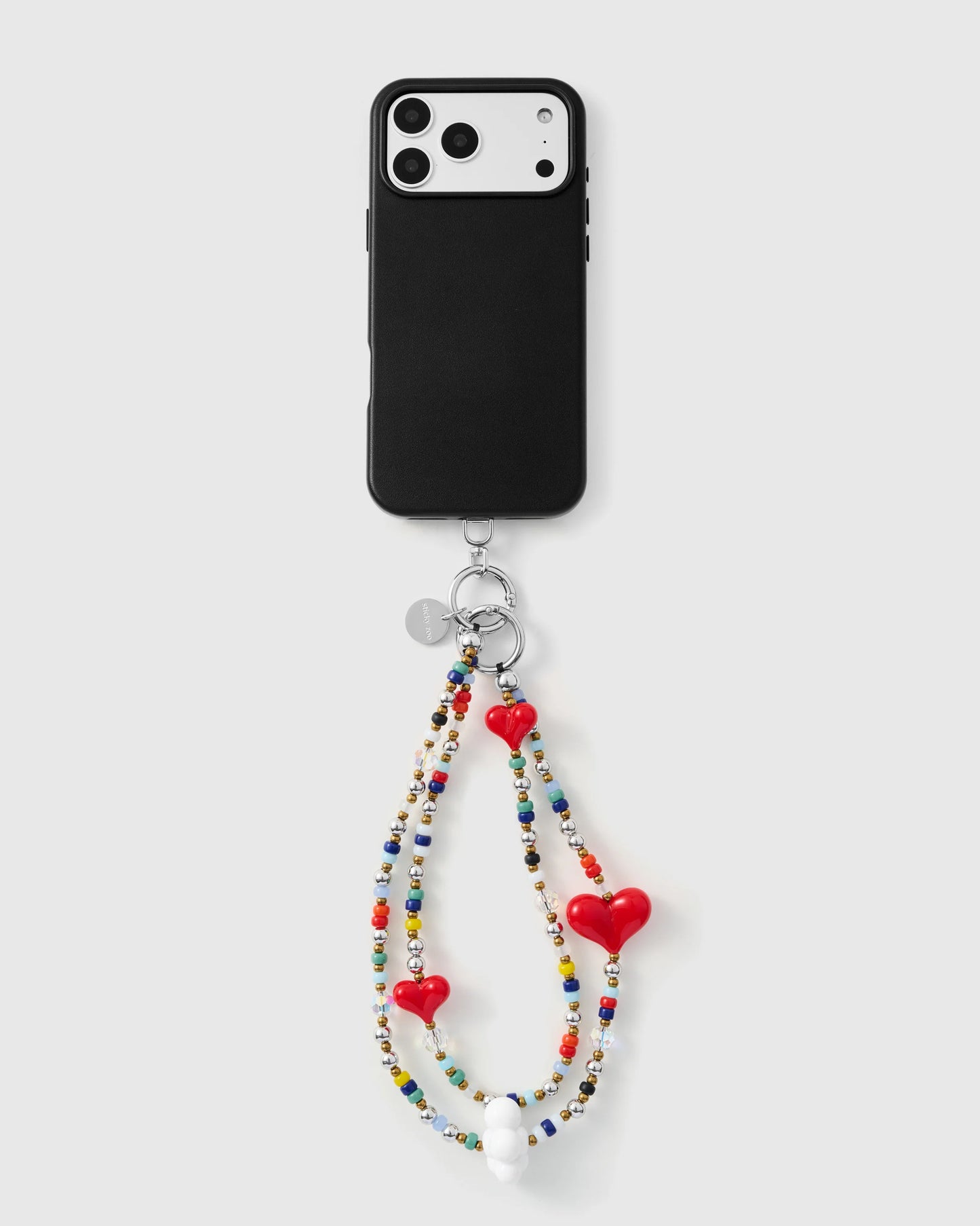 TRIPLE HEART MULTI STRAND PHONE STRAP