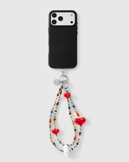 TRIPLE HEART MULTI STRAND PHONE STRAP
