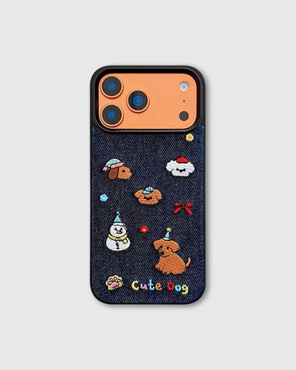 DENIM CUTE DOG PARTY Phone Case