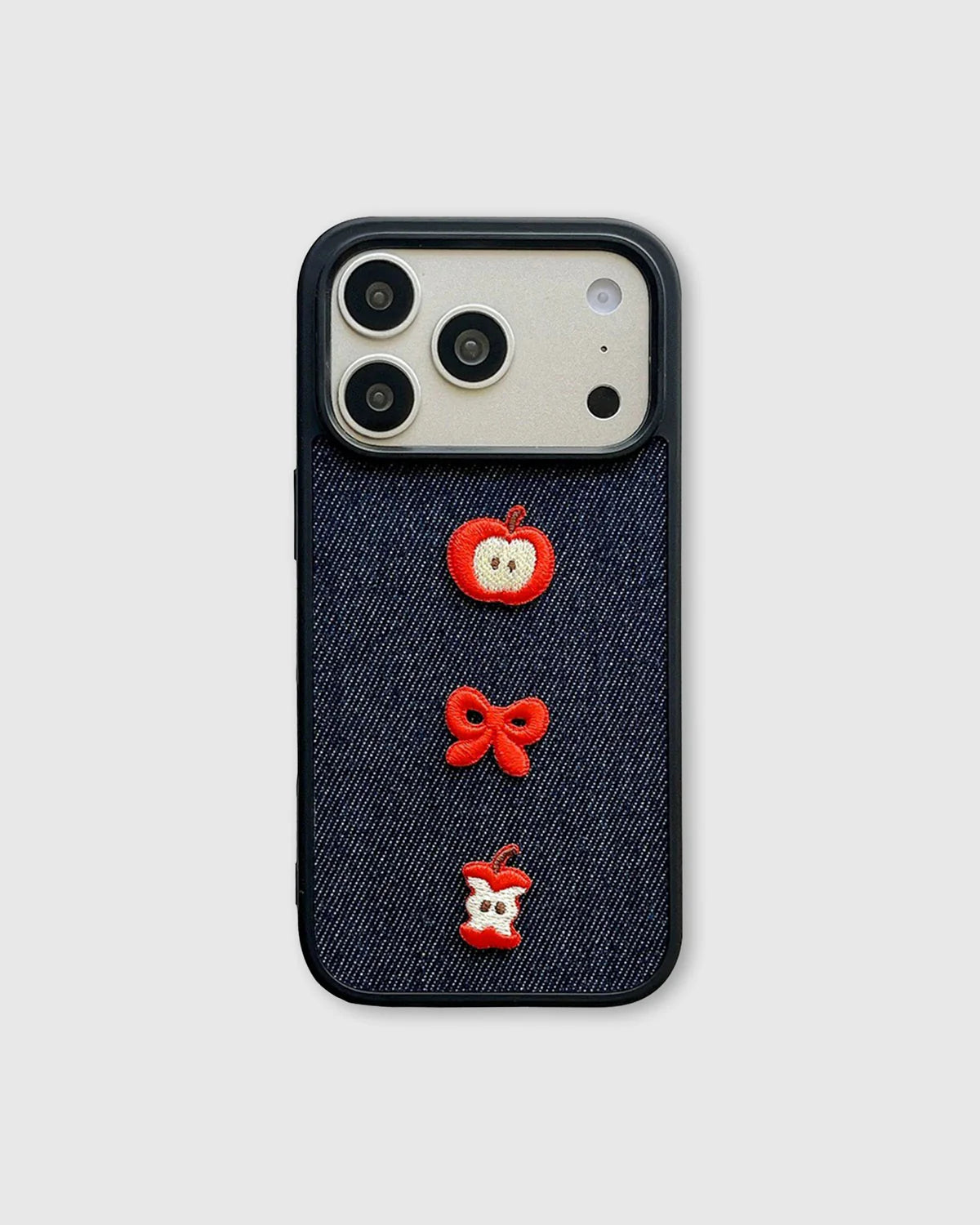 DENIM APPLE BOW PATCH Phone Case